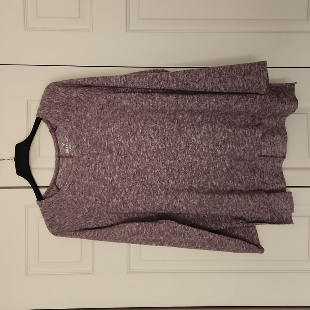 American Eagle Soft and Sexy Plush Long Sleeve Top Red